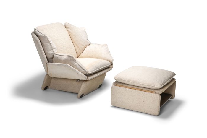 John Lautner Style Lounge ChairsIn Cream Wool - 1970s