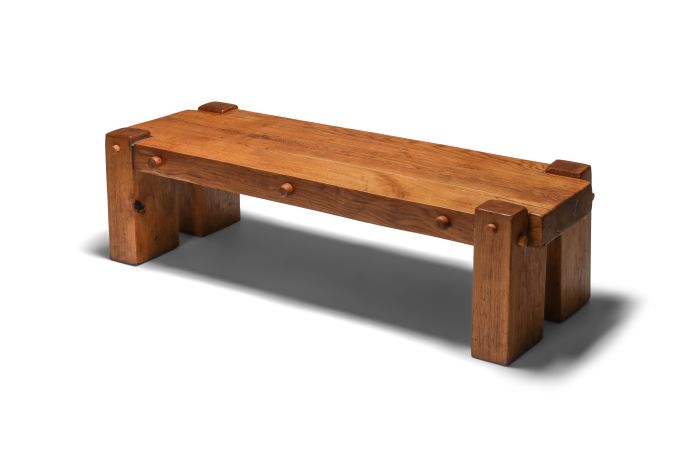 Rustic Modern Rectangular Coffee Table in Solid Oak - 1960s