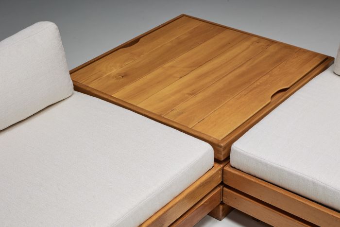 Square Elmwood Coffee Table by Maison Regain - 1970s