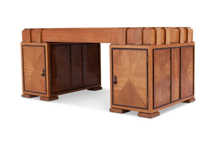 French Art Deco Desk In Grand Oak - 1960s