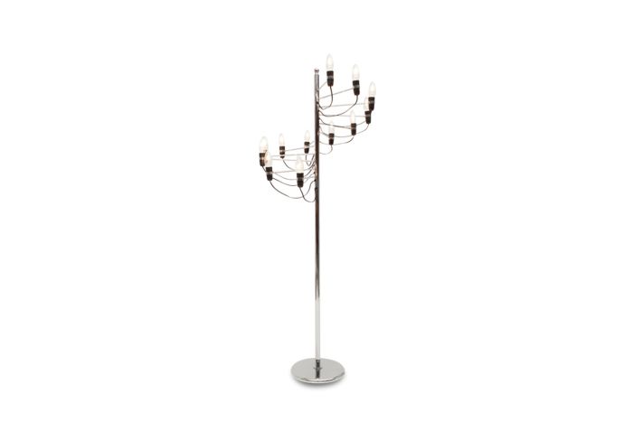 Chromed Spiralling Floor Lamp, Gino Sarfatti - 1980s