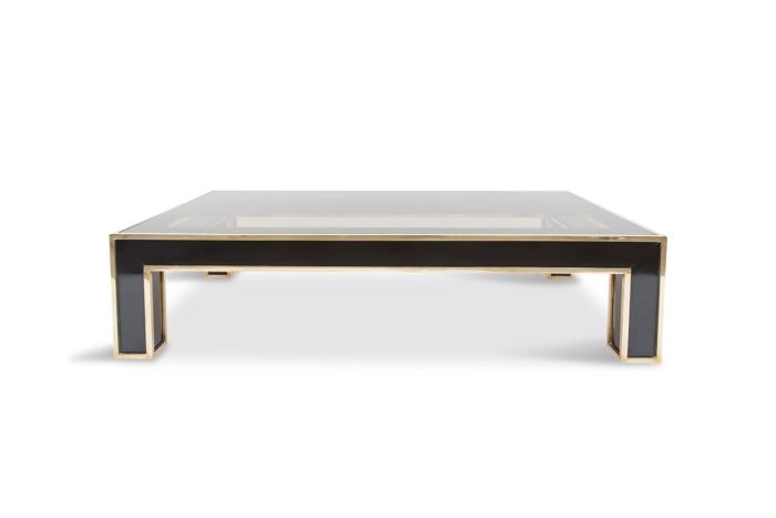 Black And Brass Rectangular Coffee Table, Romeo Rega - 1970s