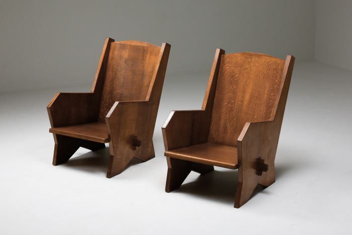 Italian Armchairs in Stained Beech - 1940's