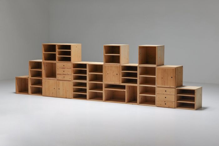 Modular Mid Century Wooden Office Shelves and Drawers - 1950's