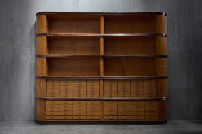 Monumental Art Deco Display Cabinet with Drawers, Italy - Mid-20th Century
