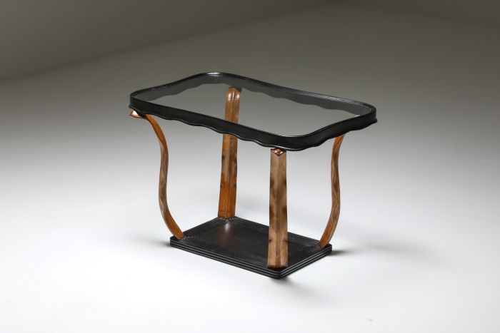 Italian Art Deco occasional table with glass top by Paolo Buffa - 1940's