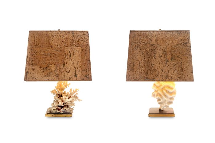 Rare Brass And Coral Table Lamps - 1970s