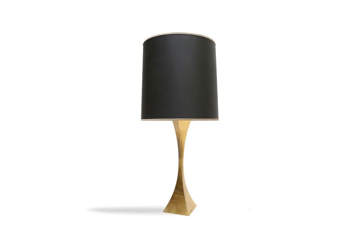 Brass And Black Table Lamp - 1970's