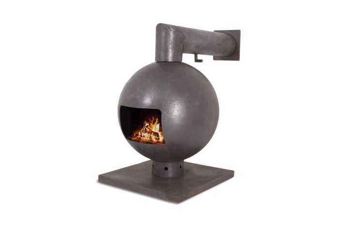 Brutalist Spherical Fireplace by Dries Kreijkamp in Cast Iron - 1960s
