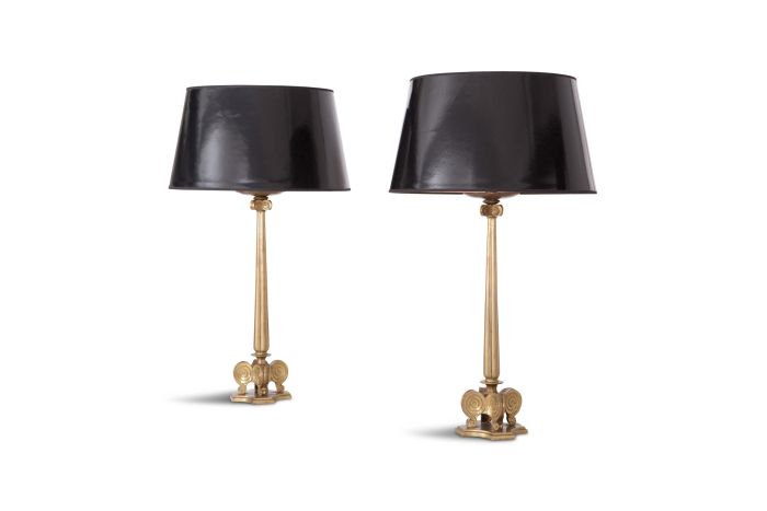 Hollywood Regency Style Candelabra Table Lamps In Brass - 1970s