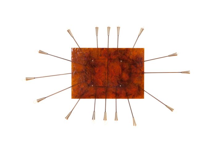 Wall Mounted Sun Lamp in Brass & Resin - 1970s