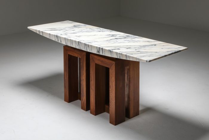 Pierluigi Spadolini Console Table in Walnut and Marble - 1965
