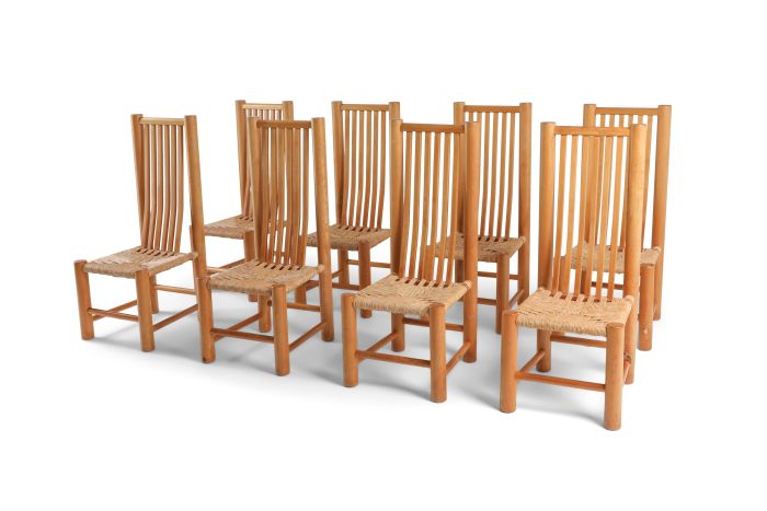 Naturalist Solid Elm Dining Room Chairs In The Style of Pierre Chapo - 1960s