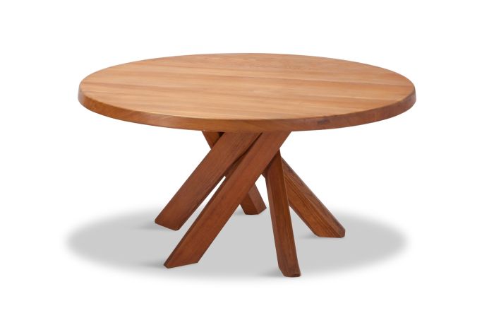 Pierre Chapo Round Dining Table In Solid French Elm - 1960s