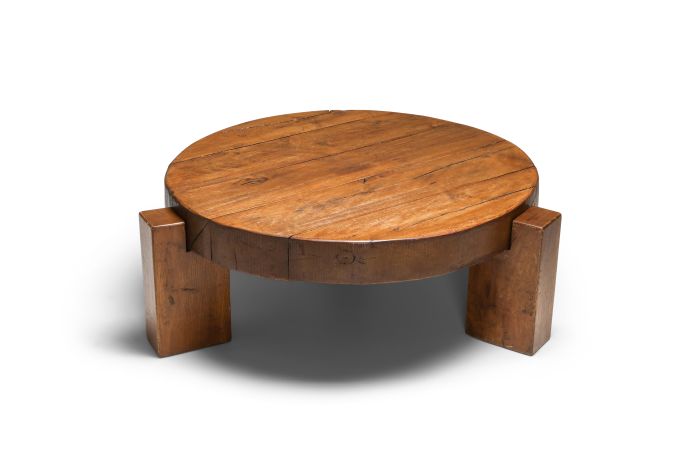 Pierre Chapo Style Coffee Table in Solid Oak - 1960s