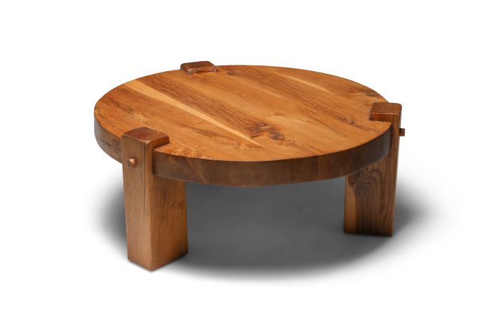 Rustic modern coffee table in solid oak - 1960's
