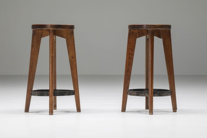 Pierre Jeanneret Set Of Chandigarh Stools - 1960's