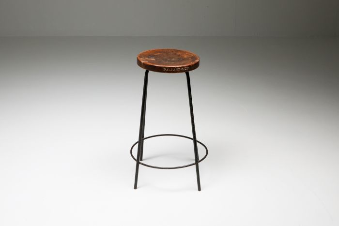 Jeanneret Teak & Iron High Stool PJ-011022 - 1960s