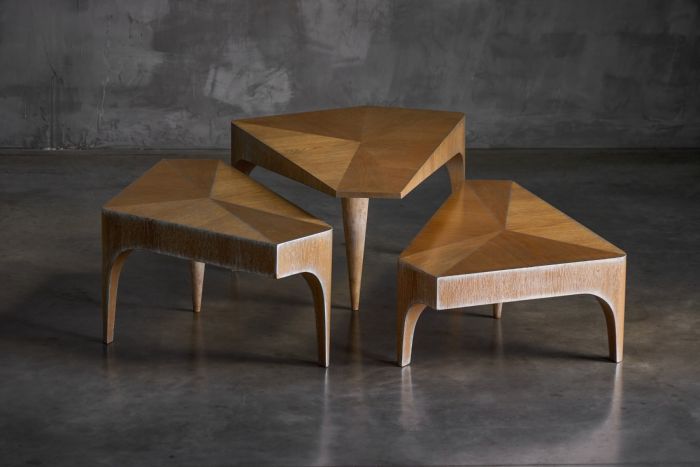 Postmodern Oak Nesting Coffee Tables, Italy - 1980s