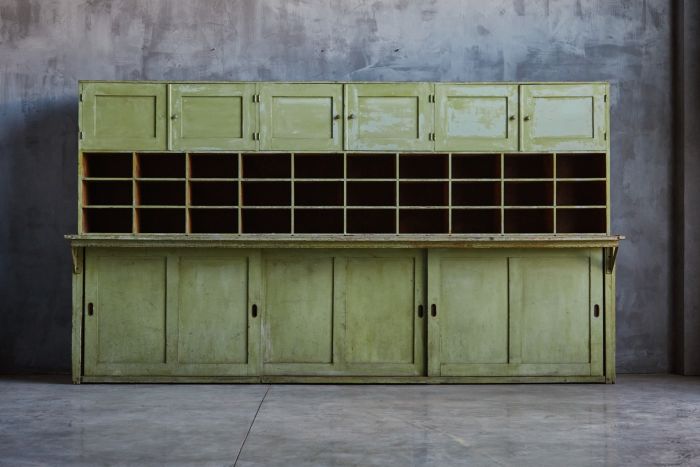 Primitive Green Apothecary Cabinet - 19th Century