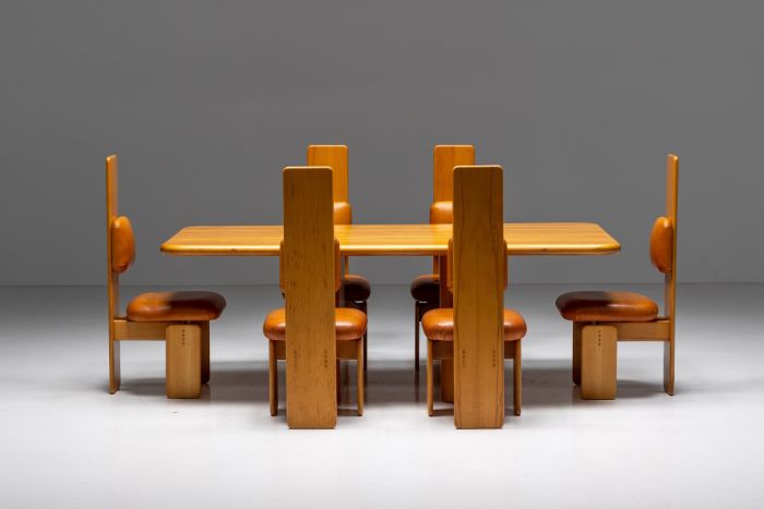 Beech and Leather Dining Room Set by Mario Marenco - 1970s