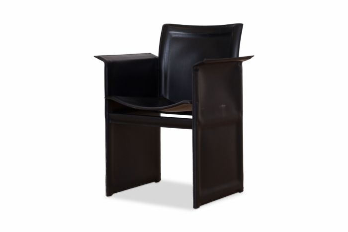 Black Leather Dining Chairs, Tito Agnoli - 1970s