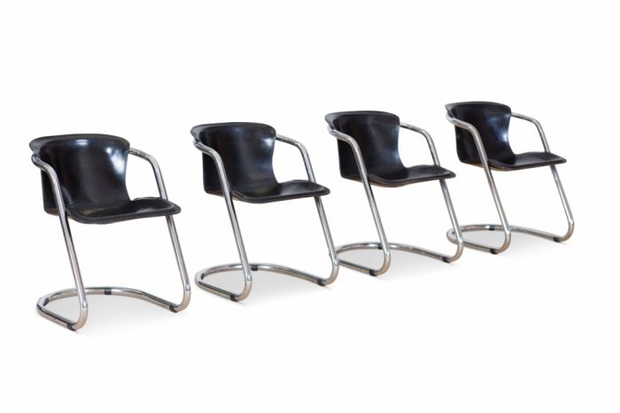 Tubular Chrome Dining Chairs, Willy Rizzo - 1970s