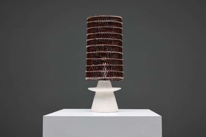 Rope & Plaster Brutalist Table Lamp - 1970's