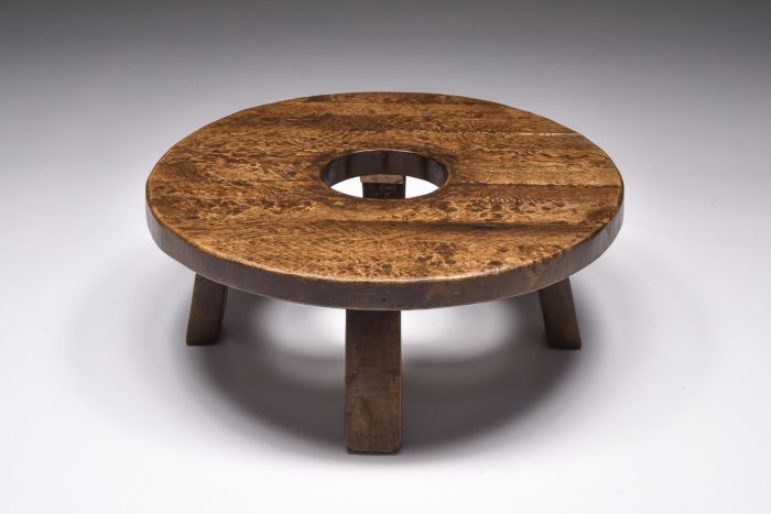 Brutalist Round Coffee Table With Hole - 1950's