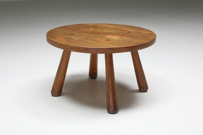 Rustic Round Coffee Table, Mid-Century Modern - 1950's