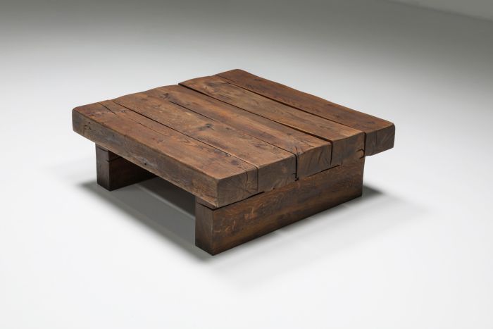 Rustic Solid Wood Craftsman Coffee Table - 1950's