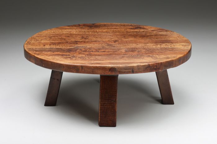 Rustic Wabi-Sabi Round Coffee Table - 1950s