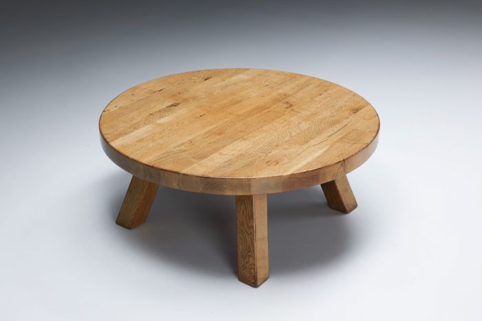 Rustic Wooden Round Coffee Table - 1950's