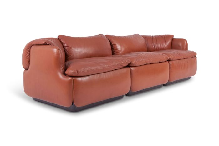 Leather Saporiti Sofa Confidential, Alberto Rosselli - 1970s