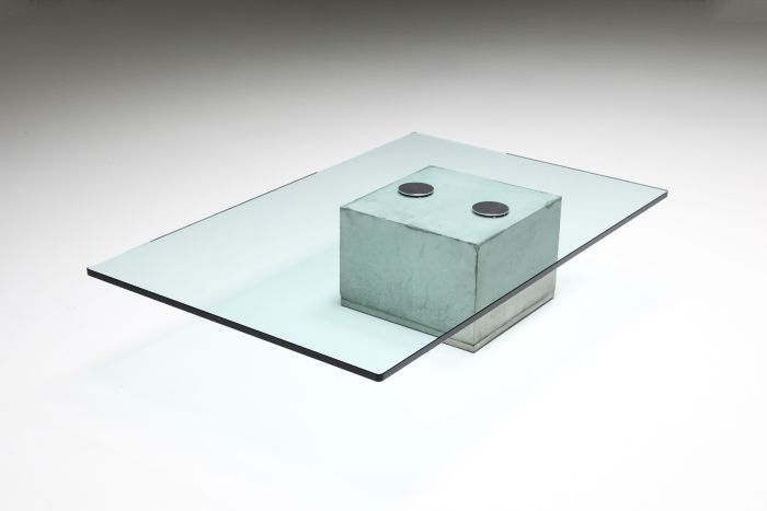 Concrete and Glass Coffee Table by Saporiti - 1970's