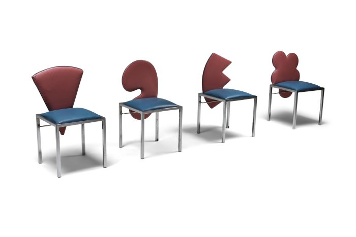 Saporiti set of four chairs Warhol, Malevich, Kandinsky, Fontana - 1980's