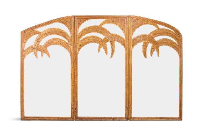 Vivai del Sud Triptych Floor Mirror In Bamboo - 1970s