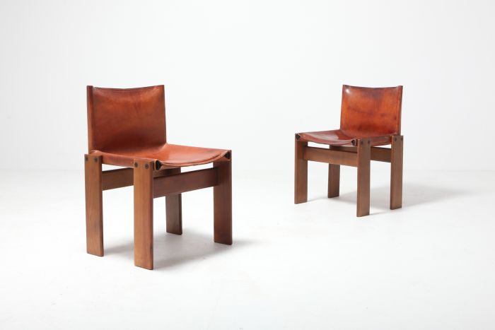 Scarpa 'Monk' Chairs in Patinated Cognac Leather, Set of two - 1970s