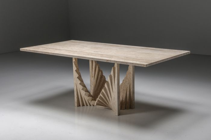 Scarpa Style Travertine Dining Table - 1970's