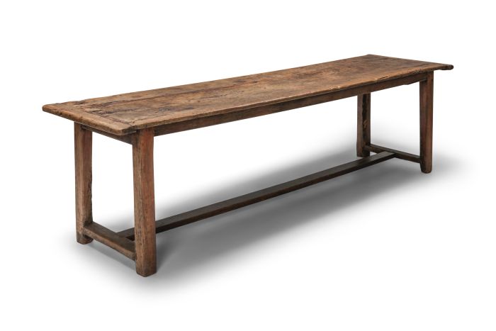 Rustic modern refactory oak dining table - 1800s
