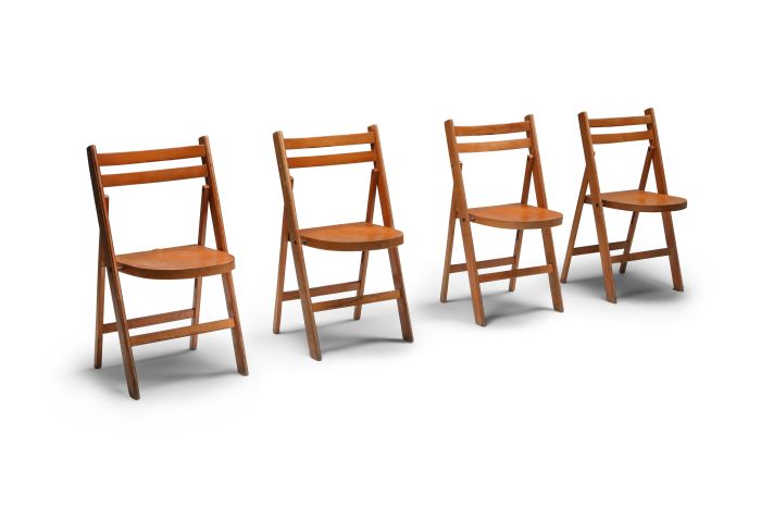 Mid-Century Modern Vintage Wooden Stackable Folding Chairs - 1950s