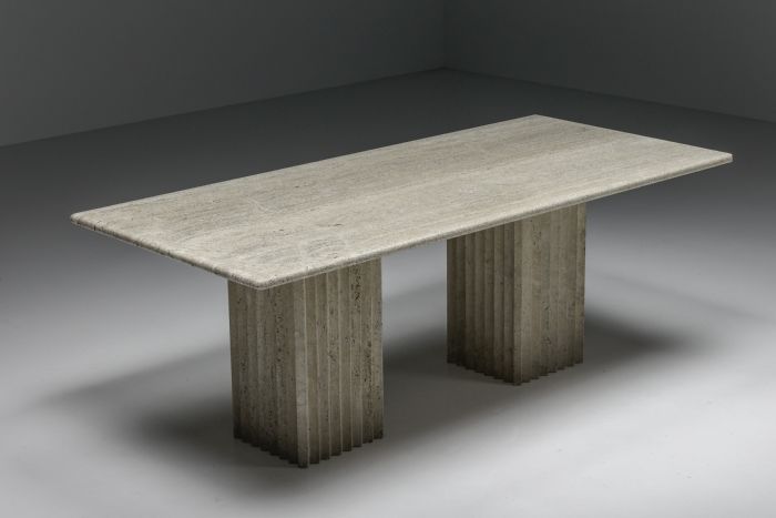 Travertine Dining Table in the Style of Carlo Scarpa and Angelo Mangiarotti - 1970s