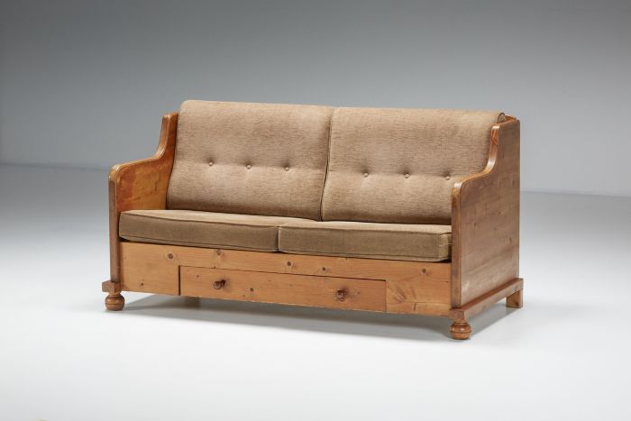 Two-Seater Art Deco Sofa With Drawer - 1950's