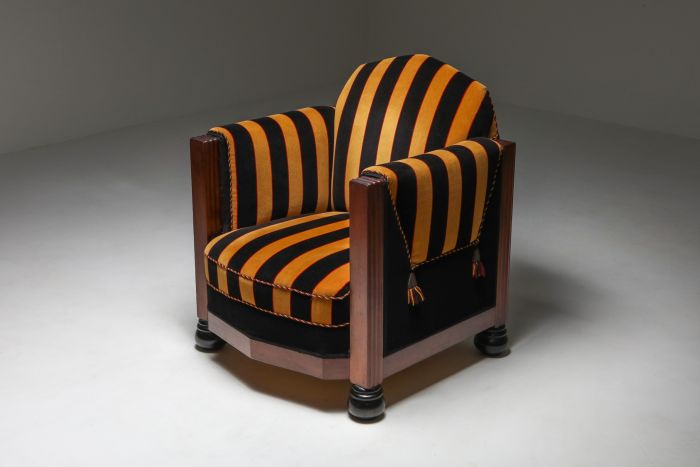 Yellow and Black velvet Art Deco club chair - 1930's