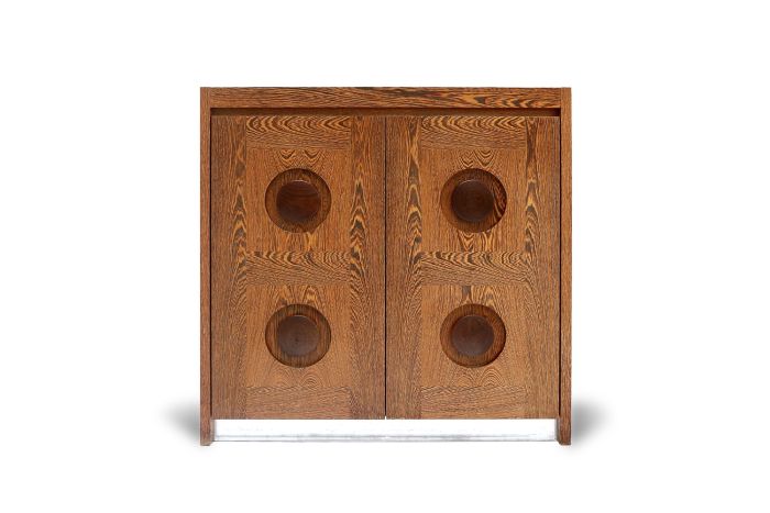 Brutalist Wengé Bar Cabinet - 1970s