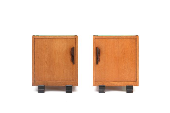Oak And Coromandel Art Deco Nightstands - 1920s