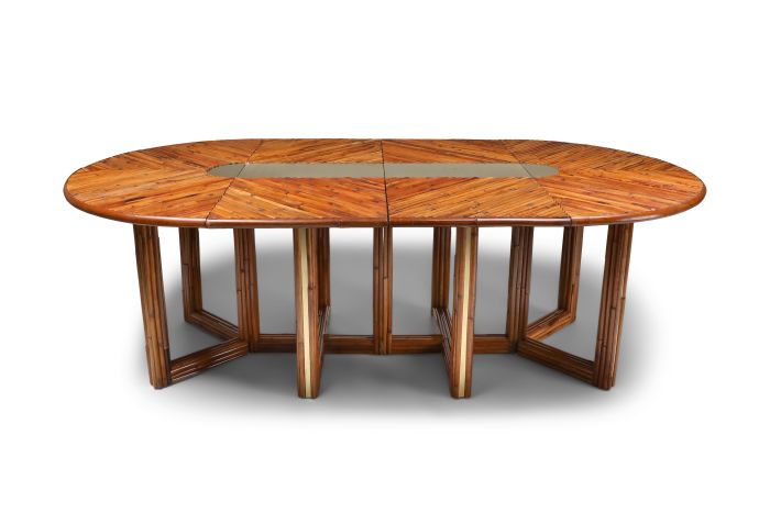 Gabriella Crespi Style Adjustable Dining Table in Rattan - 1970s