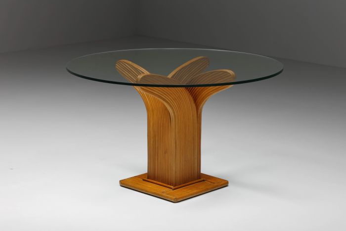Bamboo Rattan Dining Table,  Vivai del Sud - 1970's