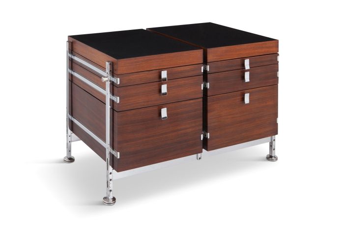 Jules Wabbes Mahogany Double Chest of Drawers for Mobilier Universel - 1960s