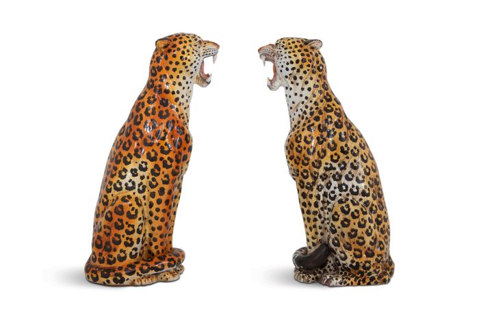 Leopard Ceramic Hand Painted Sculptures - 1950s